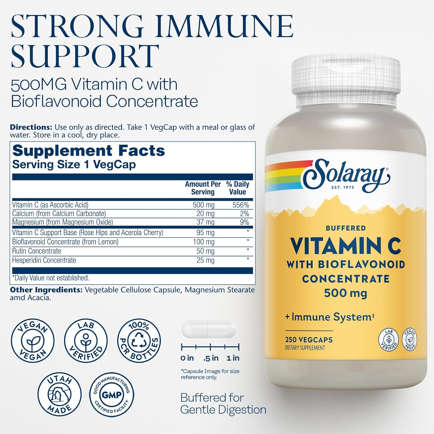 SOLARAY Vitamina C tamponada de 500 mg - Imagen 3